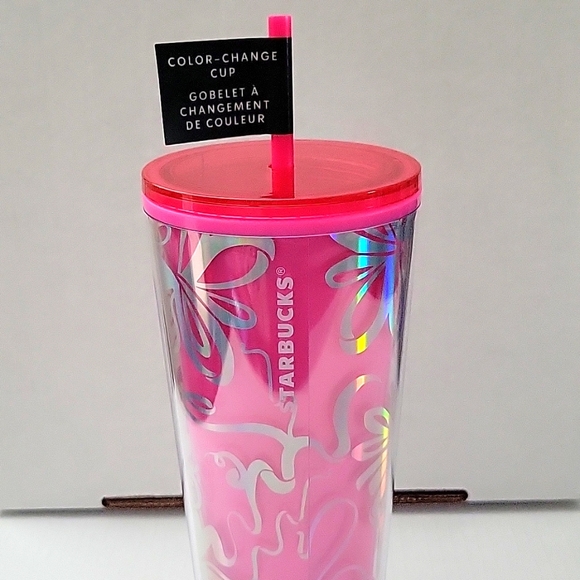 Starbucks Holiday 2023 Hot Pink With Silver Ribbon Color Change Venti Tumbler - Picture 1 of 4